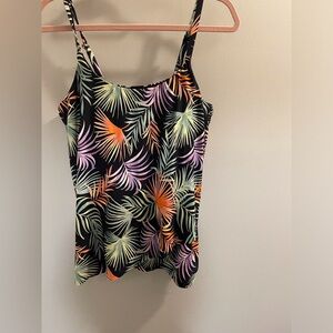Orange and Black Tropical Top  for Swim
